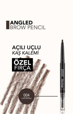 Flormar İki Uçlu Açılı Kaş Kalemi ve Kaş Fırçası Koyu Kahve 004 - 1