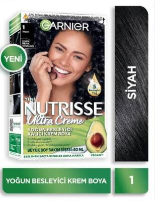 Garnier Nutrisse Yoğun Besleyici Kalıcı Krem Saç Boyası 1 Siyah - 1
