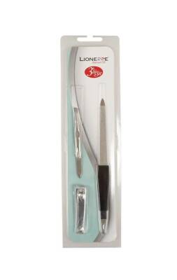 Lionesse 3'lü Manikür Seti 5112 (cımbız+törpü+tırnak Makası)LIONESSE ÜÇLÜ SET 5112 - 1