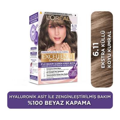 LOreal Paris Excellence Cool Creme 6.11 Ekstra Küllü Koyu Kumral Saç Boyası - 1