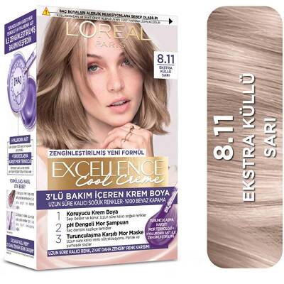Loreal Paris Excellence Cool Creme 8.11 Ekstra Küllü Sarı Saç Boyası - 1