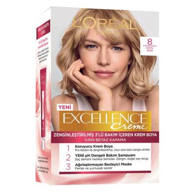 Loreal Paris Excellence Creme 8 Koyu Sarı Saç Boyası - 1