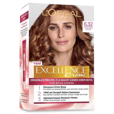 Loreal Paris Excellence Creme Saç Boyası 6.32 Altın Açık Kahve - 1