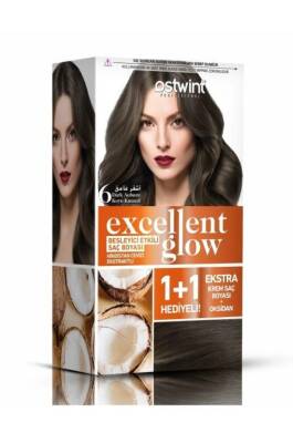 Ostwint Excellent Glow 1+1 Hediyeli Saç Boyası Seti No.6 Koyu Kumral - 1