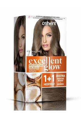 Ostwint Excellent Glow 1+1 Hediyeli Saç Boyası Seti No.7 Kumral - 1