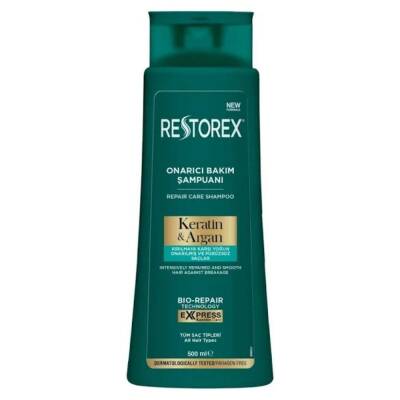 Restorex Kırık Ve Işlem Görmüş Saçlar Için Onarıcı Keratin Argan Bakım Şampuanı 500 ml - 1